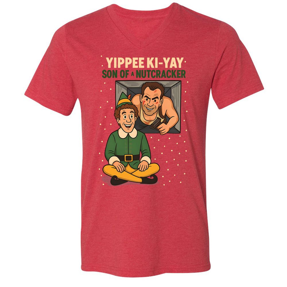 Unisex V-Neck T-Shirt - XKWK27BP - Heather Red - 16