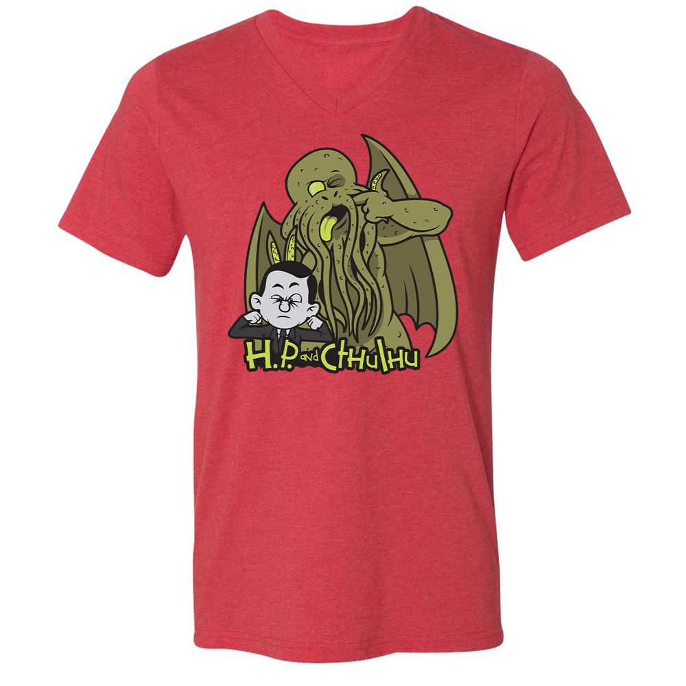 Unisex V-Neck T-Shirt - ES1C7PW3 - Heather Red - 16
