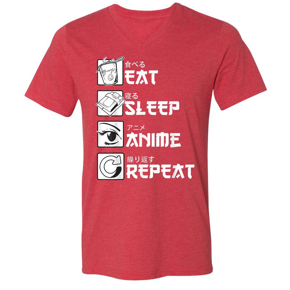 Unisex V-Neck T-Shirt - KMUA3PME - Heather Red - 16