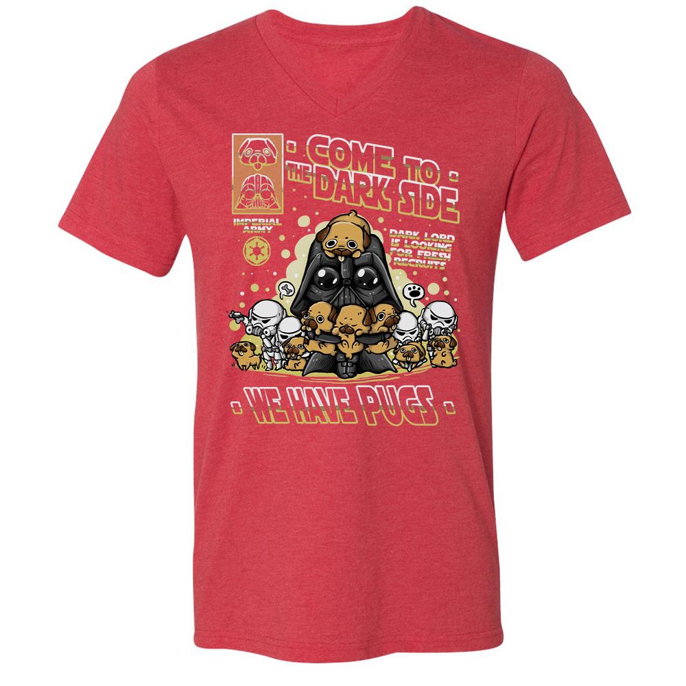 Unisex V-Neck T-Shirt - XNF62L6E - Heather Red - 16