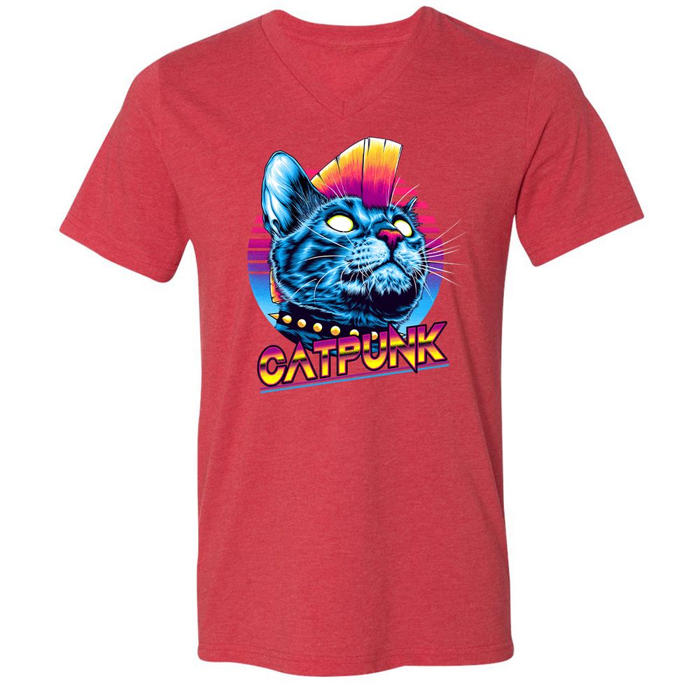 Unisex V-Neck T-Shirt - RL15KK8H - Heather Red - 16