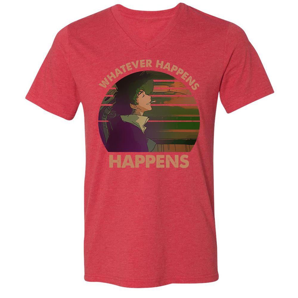 Unisex V-Neck T-Shirt - 4NBHQ3P2 - Heather Red - 16
