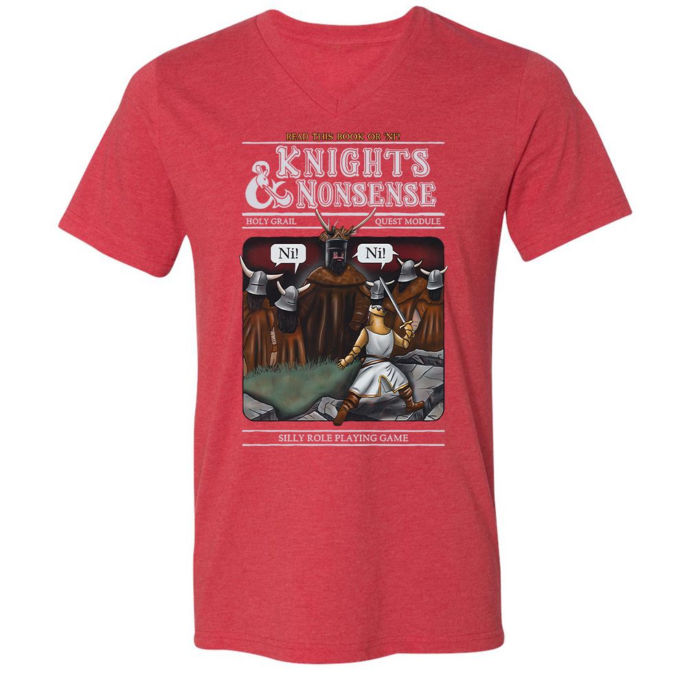 Unisex V-Neck T-Shirt - XCVTKFVU - Heather Red - 16