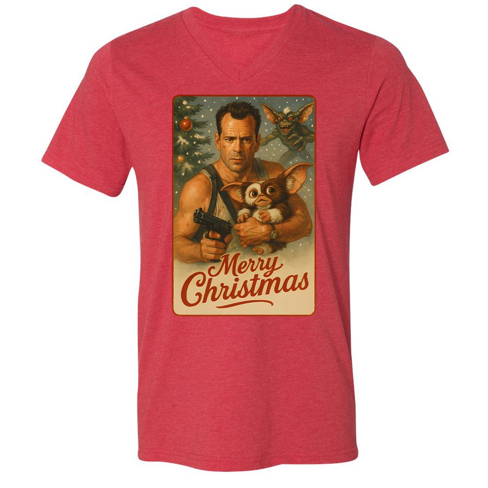 Unisex V-Neck T-Shirt - EXZZCXXL - Heather Red - 16