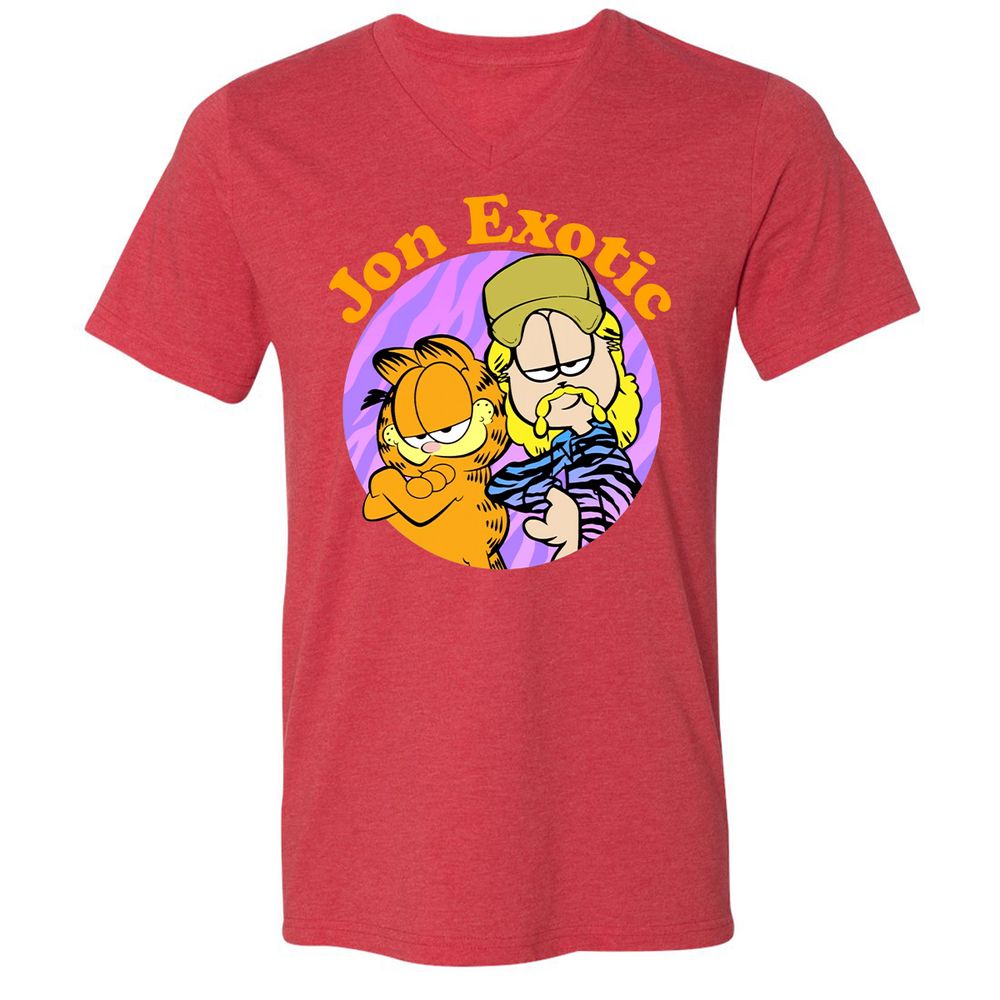 Unisex V-Neck T-Shirt - A4XWUCL1 - Heather Red - 16