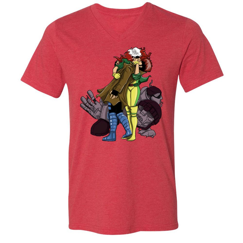 Unisex V-Neck T-Shirt - EYWFP9R9 - Heather Red - 16