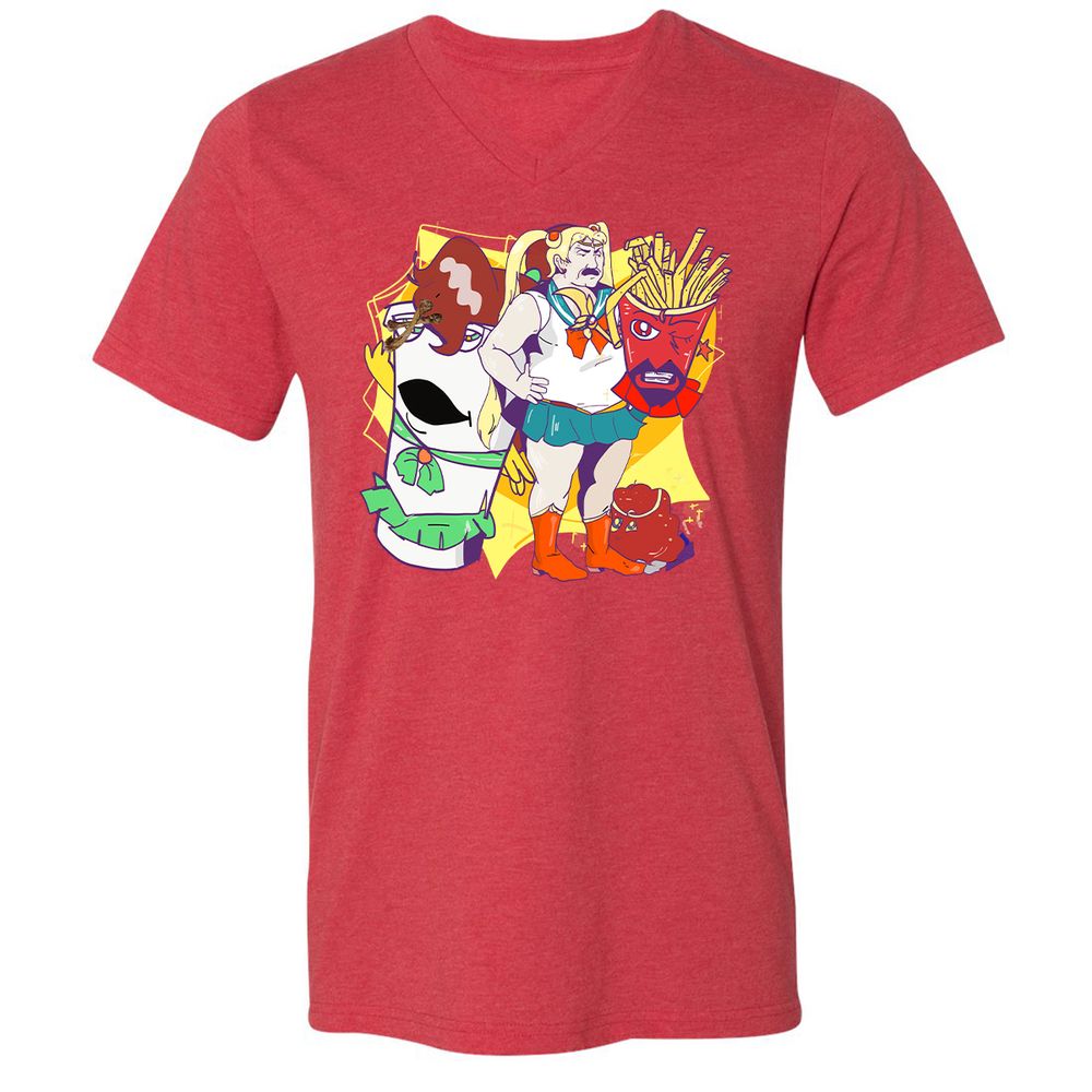Unisex V-Neck T-Shirt - E42EMJK4 - Heather Red - 16