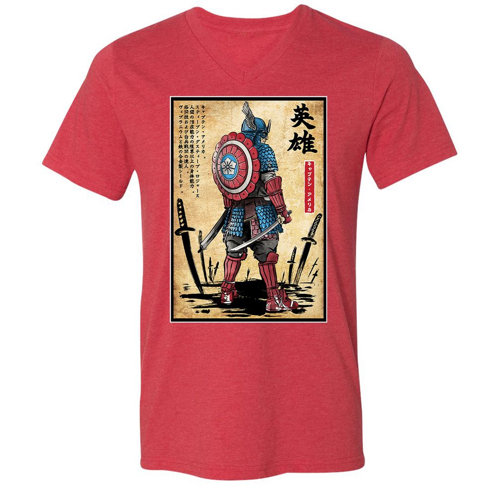 Unisex V-Neck T-Shirt - VGYMDNKQ - Heather Red - 16