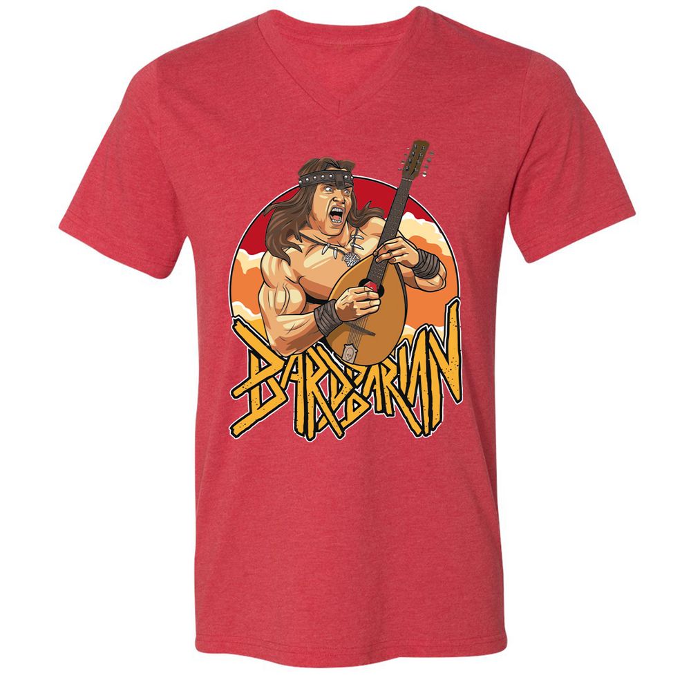 Unisex V-Neck T-Shirt - CMHRVR92 - Heather Red - 16