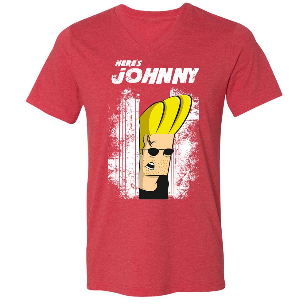 Unisex V-Neck T-Shirt - LG8QZY8F - Heather Red - 16