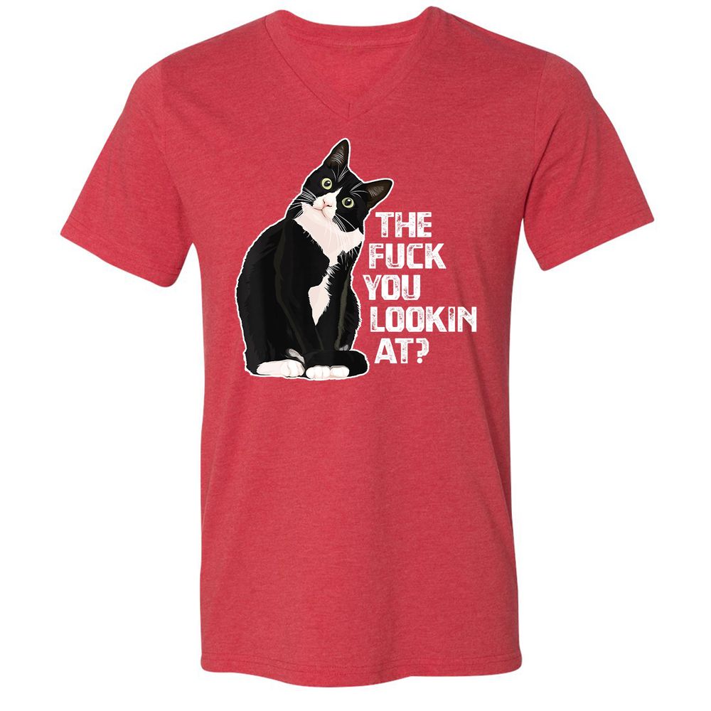 Unisex V-Neck T-Shirt - NWKDUSVB - Heather Red - 16