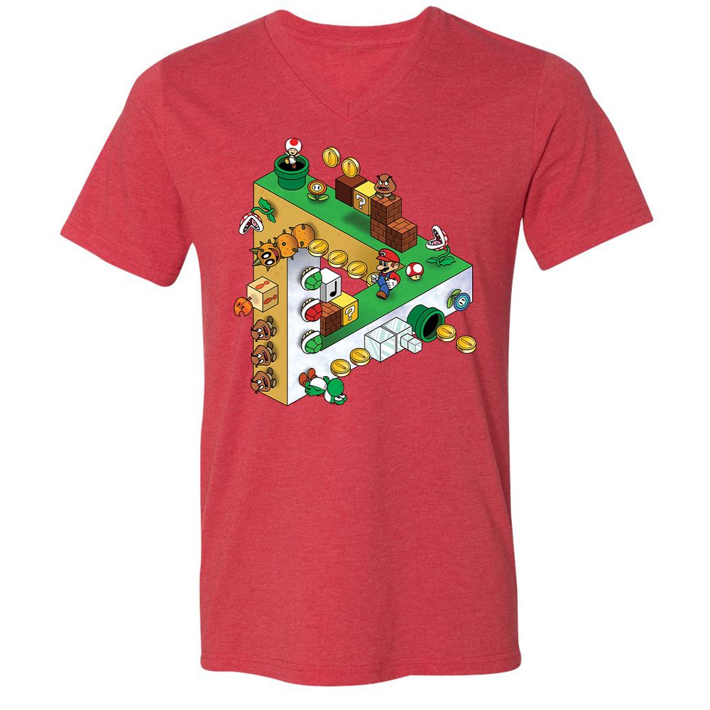 Unisex V-Neck T-Shirt - 9BHGWU5W - Heather Red - 16