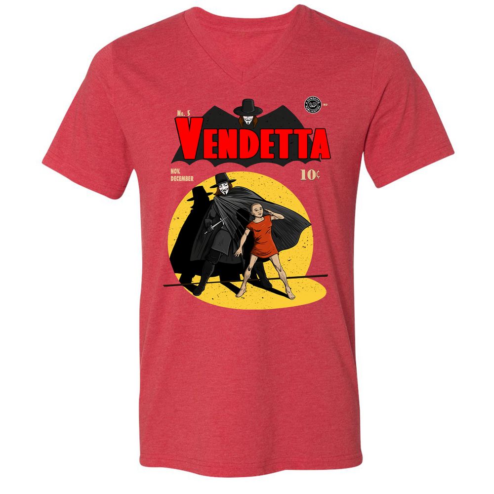 Unisex V-Neck T-Shirt - Q3BPE3W5 - Heather Red - 16