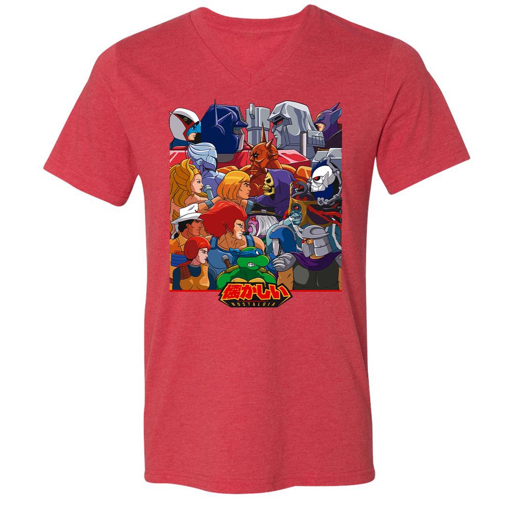 Unisex V-Neck T-Shirt - RGPYEBFQ - Heather Red - 16