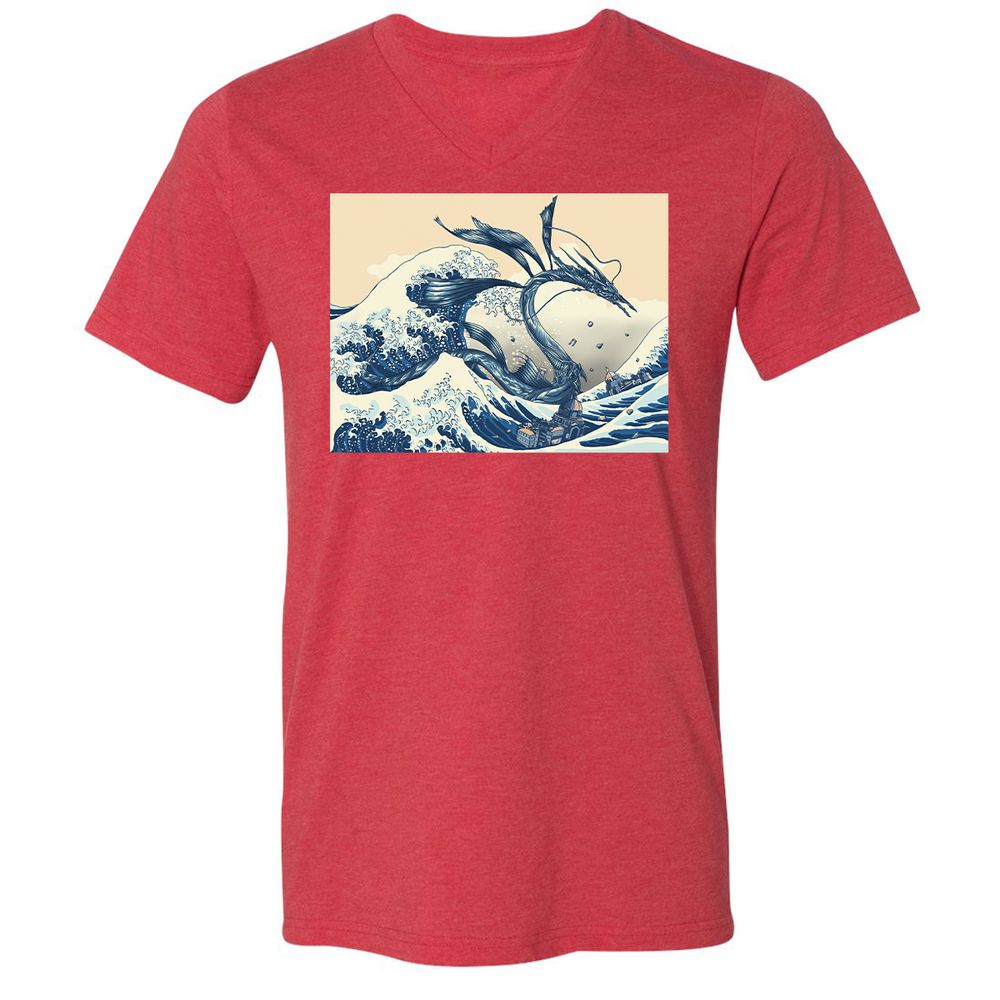Unisex V-Neck T-Shirt - 6ASM7XRS - Heather Red - 16