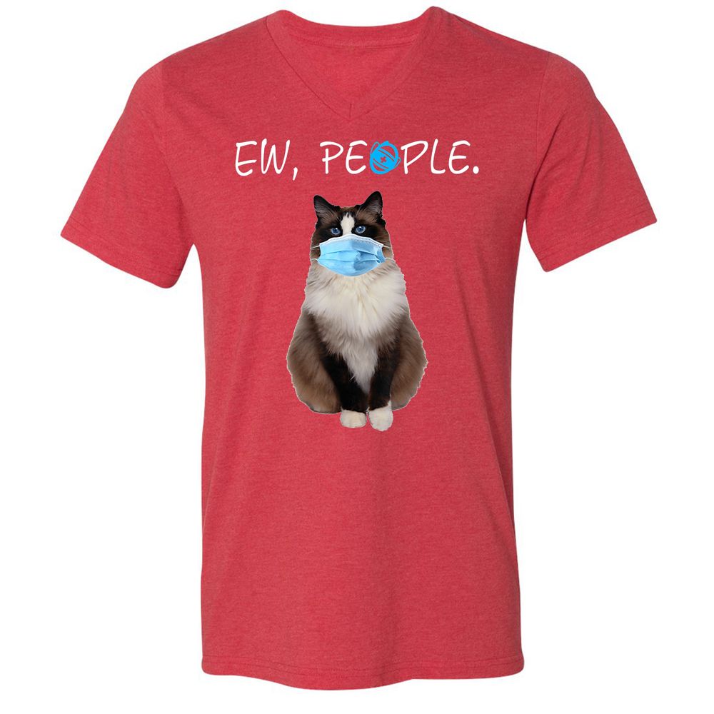 Unisex V-Neck T-Shirt - R6KT45V3 - Heather Red - 16