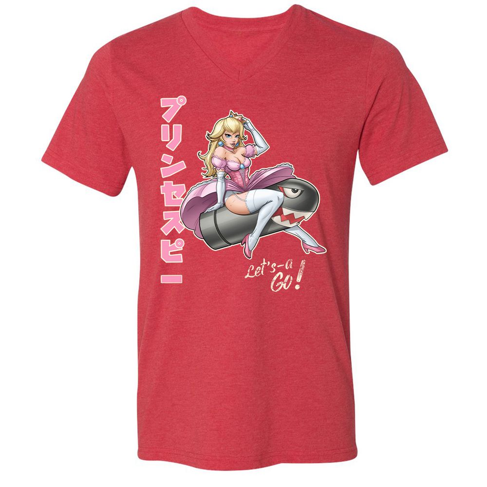 Unisex V-Neck T-Shirt - 6PEE93JC - Heather Red - 16