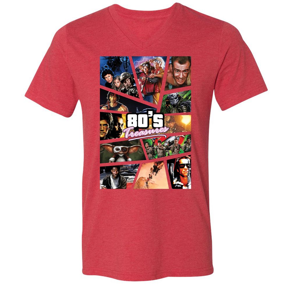 Unisex V-Neck T-Shirt - WQKB9N55 - Heather Red - 16