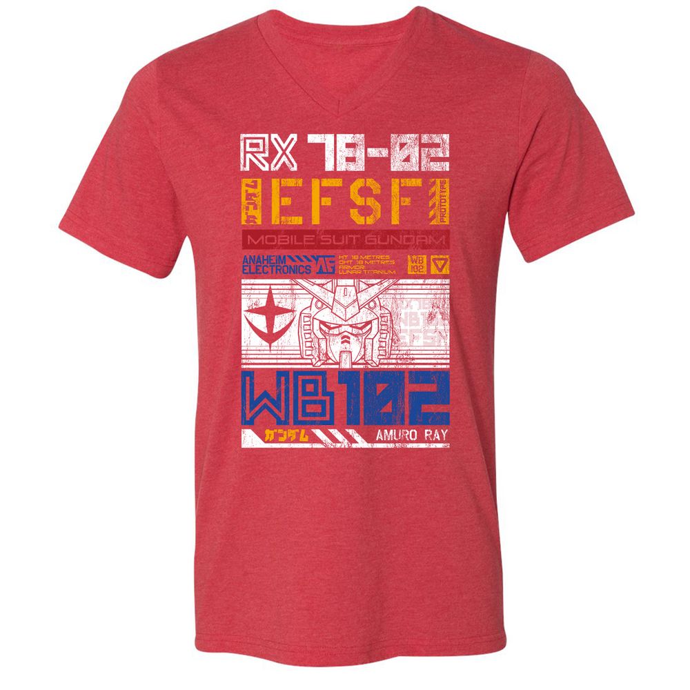 Unisex V-Neck T-Shirt - RG7XS5CD - Heather Red - 16
