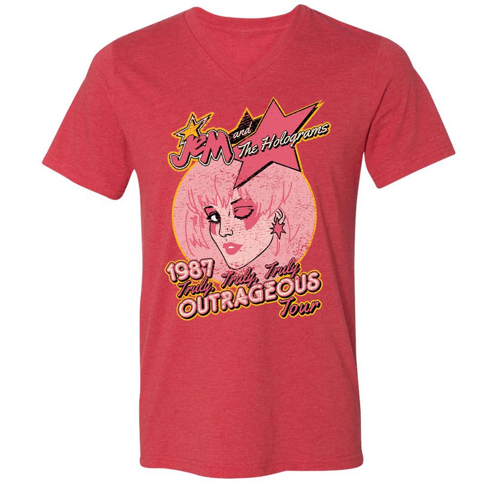 Unisex V-Neck T-Shirt - 4Y2HTL2P - Heather Red - 16