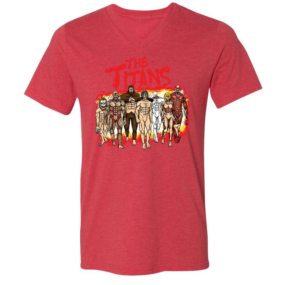 Unisex V-Neck T-Shirt - U3ZXK42X - Heather Red - 16