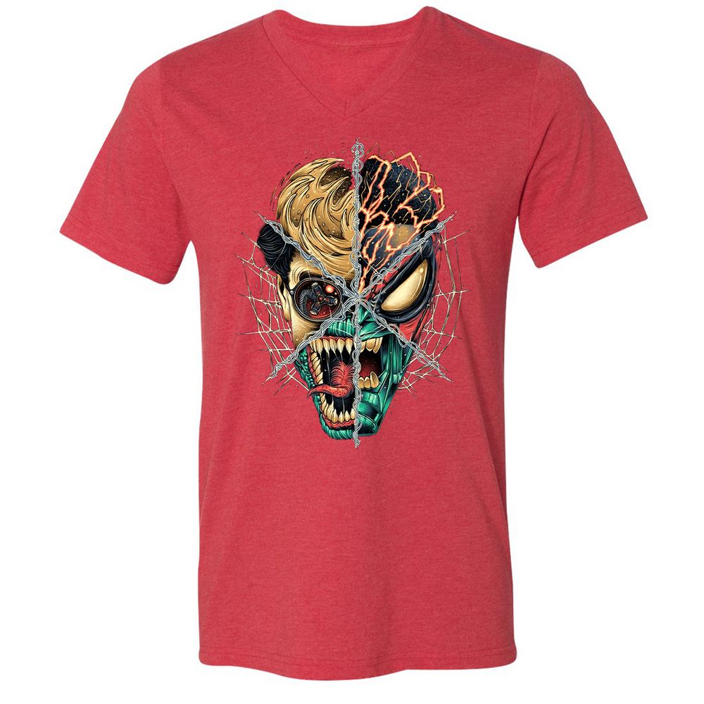 Unisex V-Neck T-Shirt - X1GMQ7E5 - Heather Red - 16