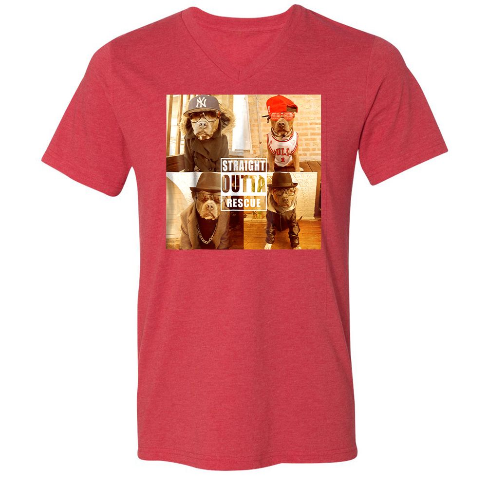 Unisex V-Neck T-Shirt - PYQ6PKWF - Heather Red - 16