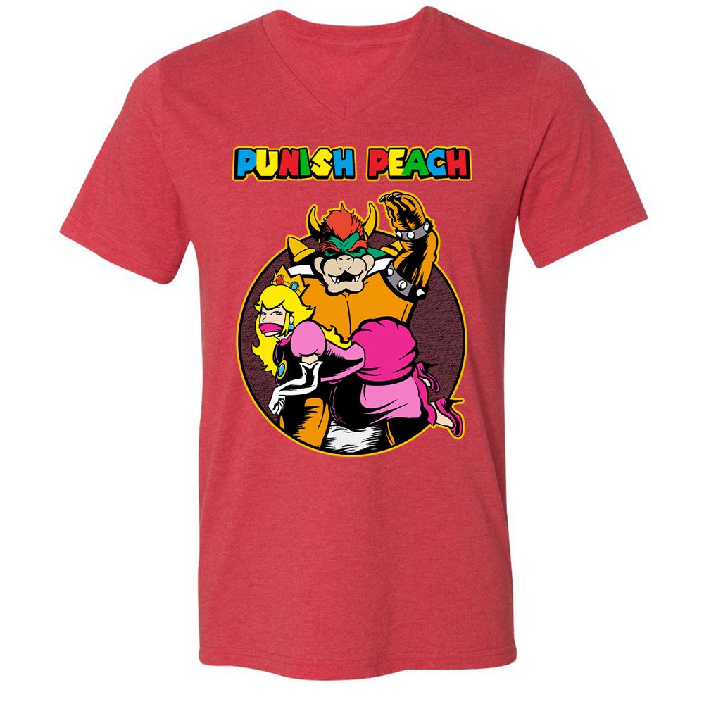 Unisex V-Neck T-Shirt - UPGXB19J - Heather Red - 16