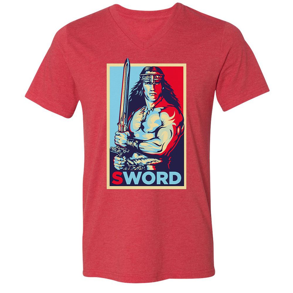 Unisex V-Neck T-Shirt - K8JV657Z - Heather Red - 16