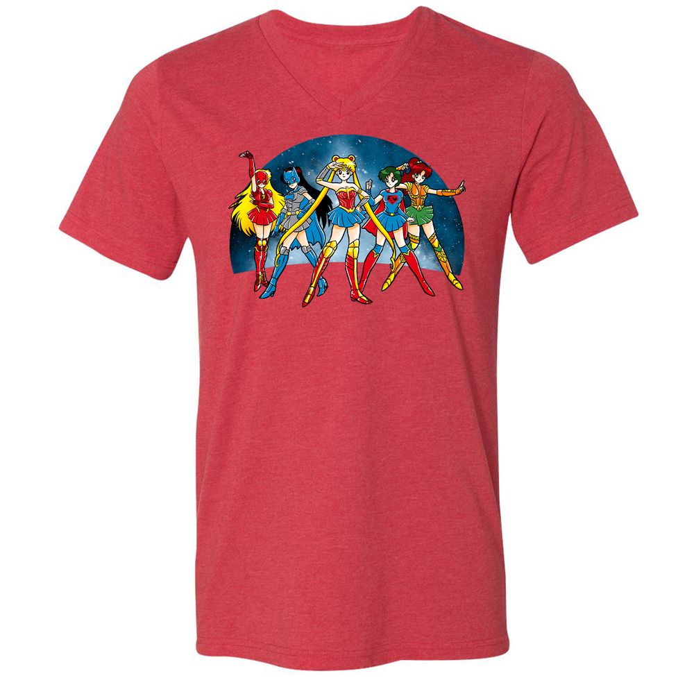 Unisex V-Neck T-Shirt - GTLCLLY7 - Heather Red - 16