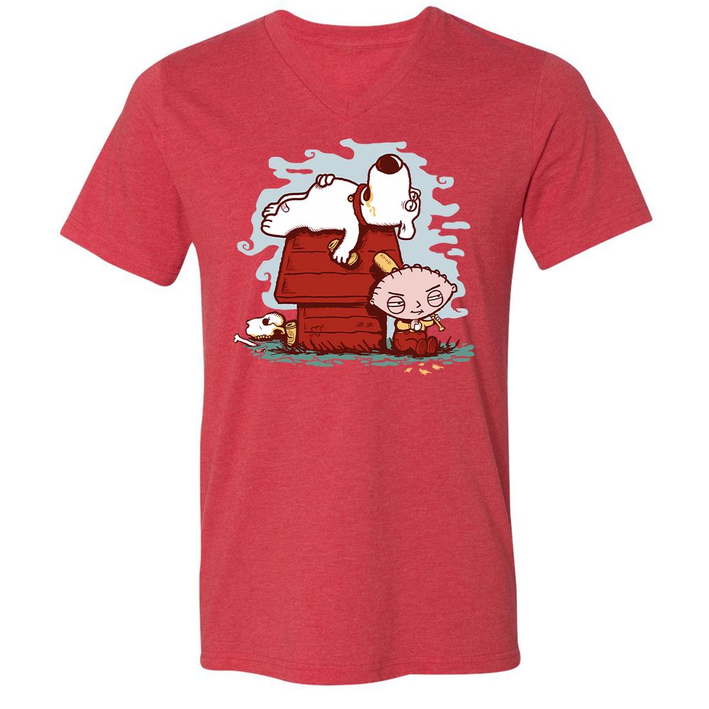 Unisex V-Neck T-Shirt - DE8JU9S1 - Heather Red - 16