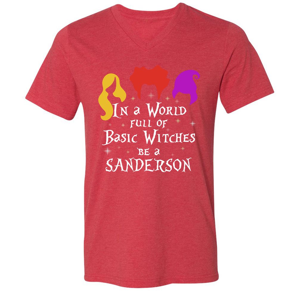 Unisex V-Neck T-Shirt - HUSEQHXB - Heather Red - 16
