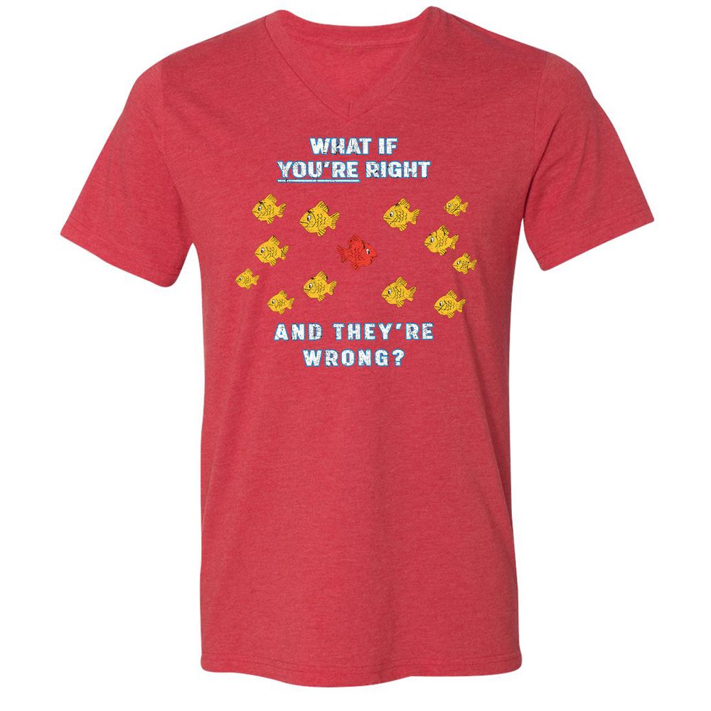 Unisex V-Neck T-Shirt - E7SCPC8Z - Heather Red - 16