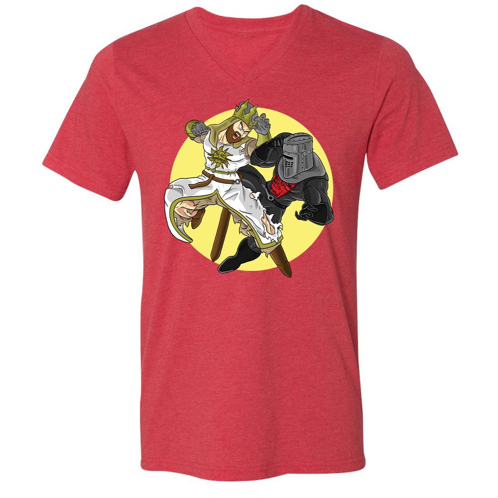 Unisex V-Neck T-Shirt - K7SDAG3S - Heather Red - 16