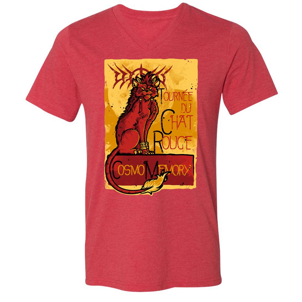 Unisex V-Neck T-Shirt - VKM92Q1S - Heather Red - 16