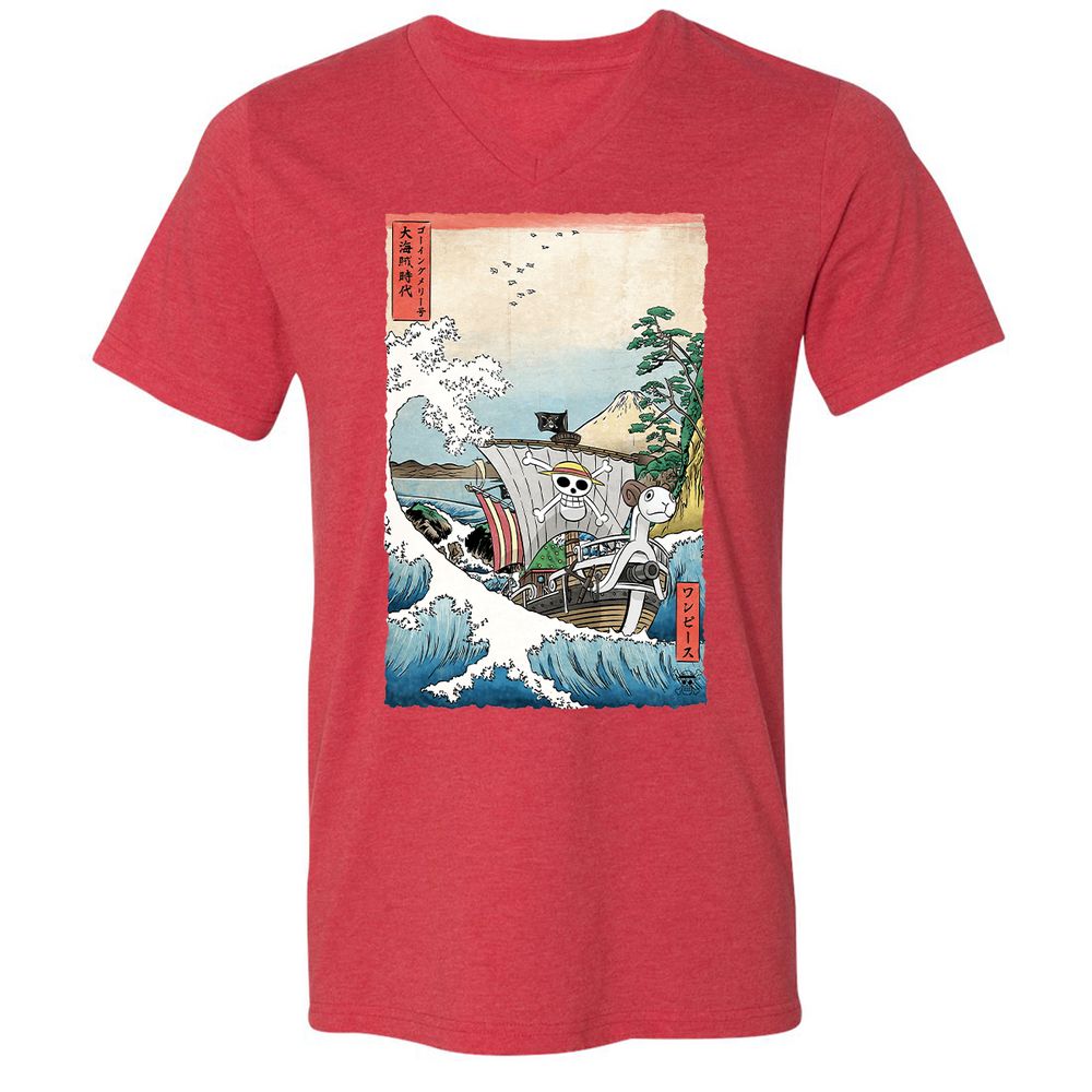 Unisex V-Neck T-Shirt - Q9USZXED - Heather Red - 16