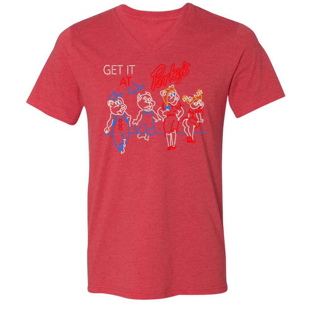 Unisex V-Neck T-Shirt - MADRW152 - Heather Red - 16