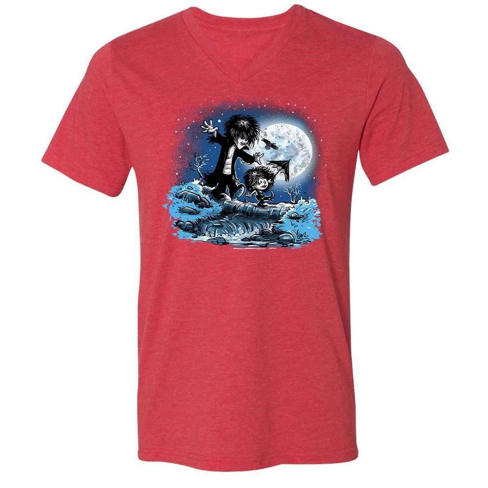 Unisex V-Neck T-Shirt - KNE63WYW - Heather Red - 16