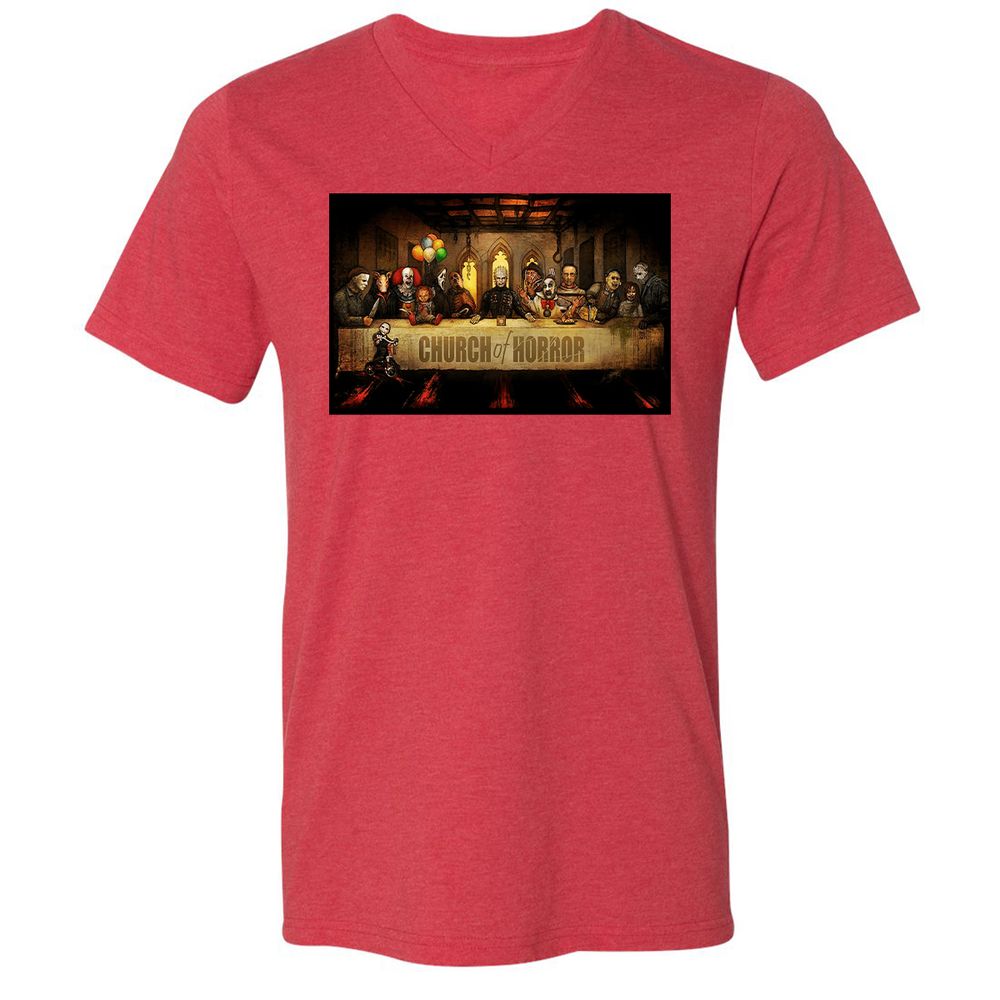 Unisex V-Neck T-Shirt - C2L6UWV1 - Heather Red - 16