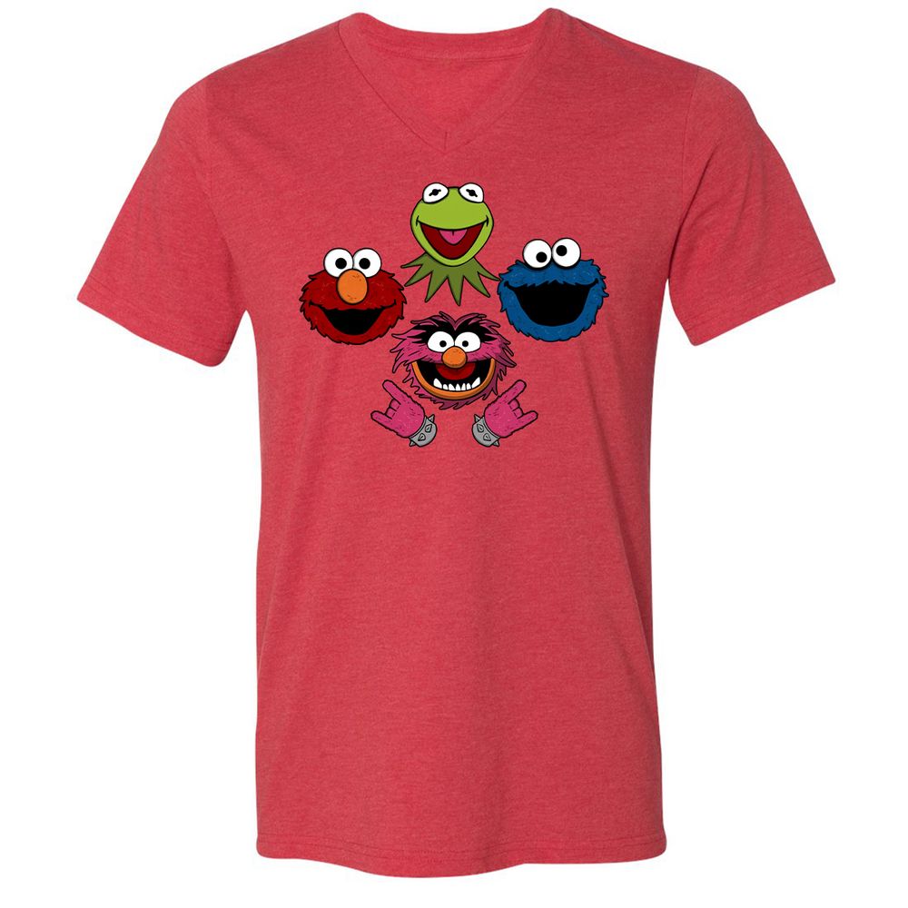 Unisex V-Neck T-Shirt - LZYKU1H2 - Heather Red - 16