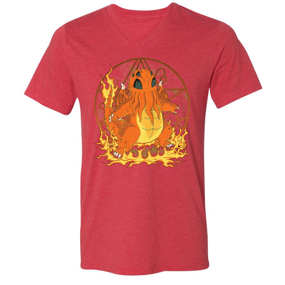 Unisex V-Neck T-Shirt - E8QMTQVZ - Heather Red - 16