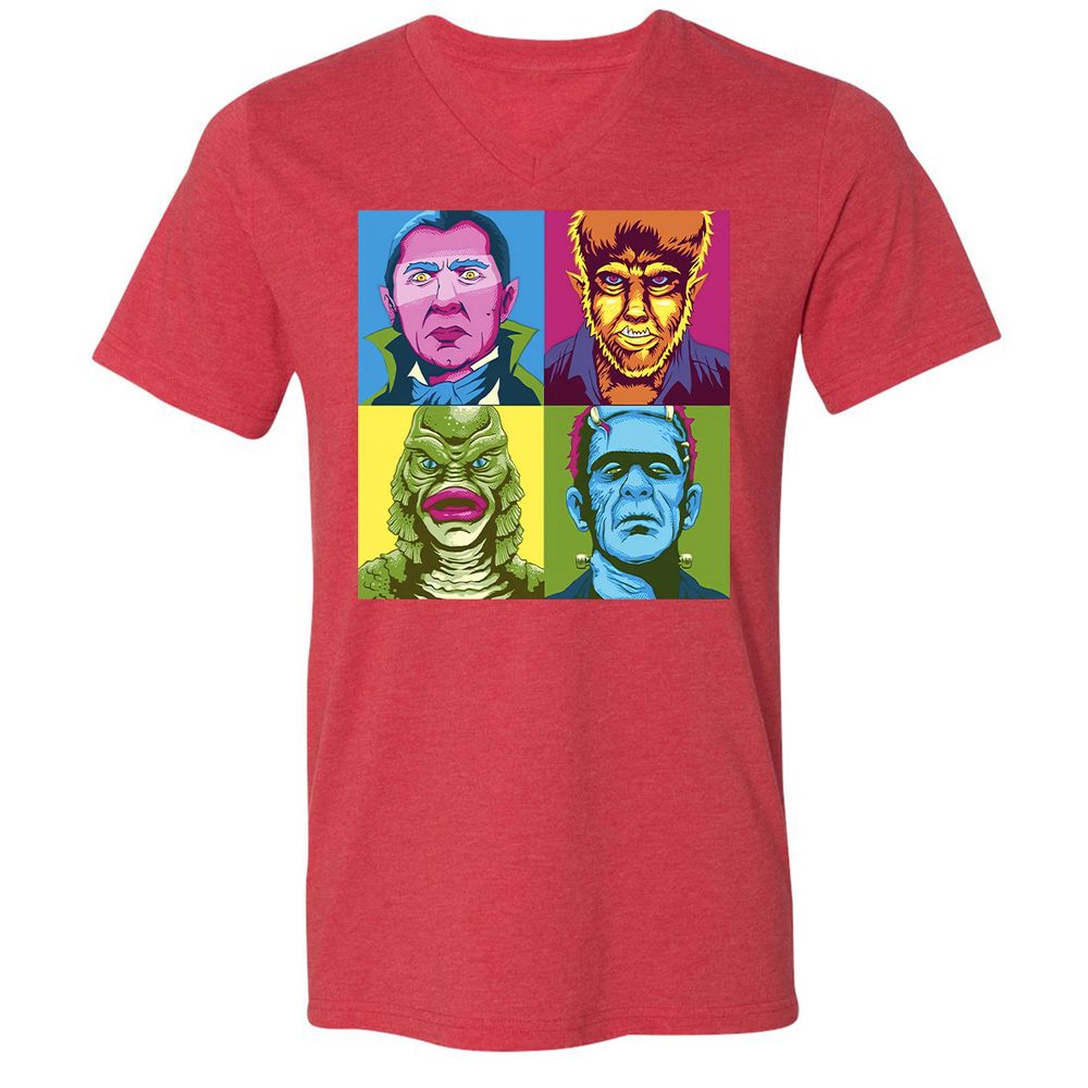 Unisex V-Neck T-Shirt - ZRGXUVQ5 - Heather Red - 16