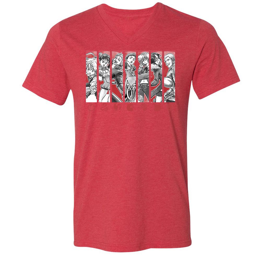 Unisex V-Neck T-Shirt - 5TF86N33 - Heather Red - 16