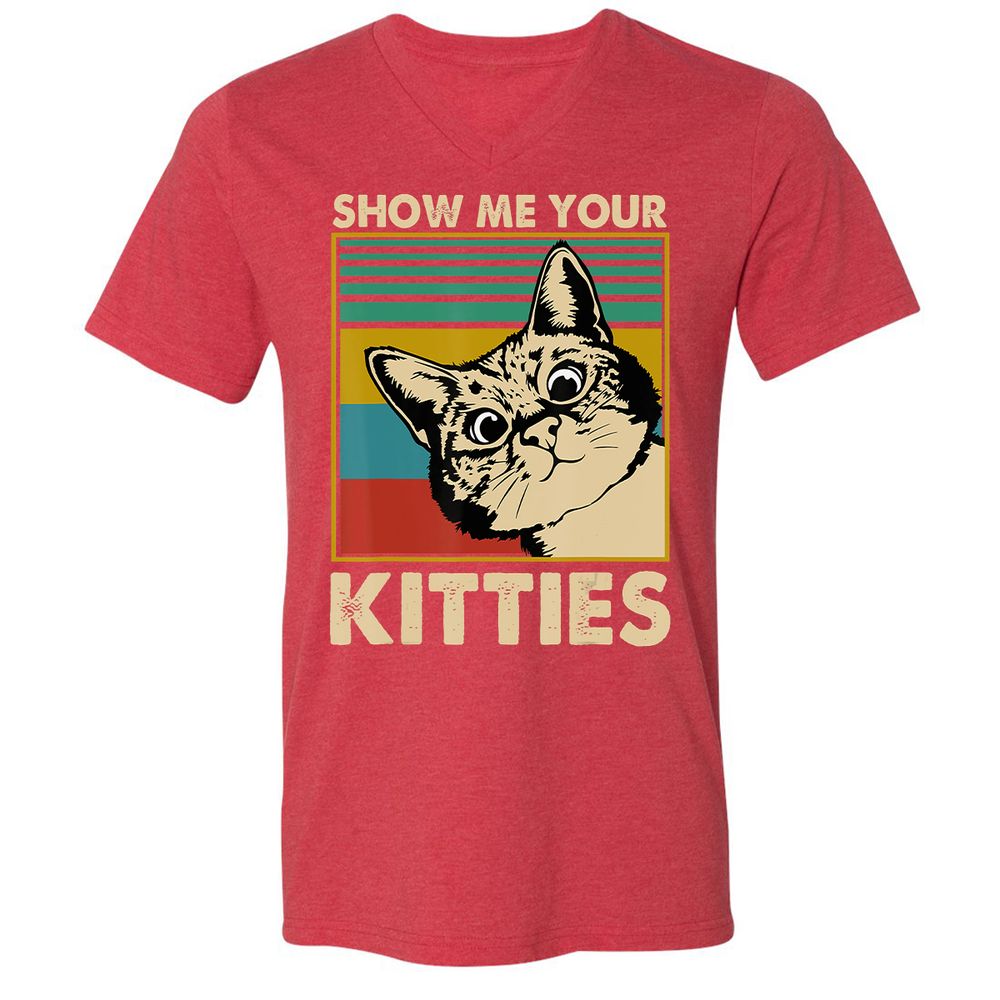 Unisex V-Neck T-Shirt - U6K3JDLX - Heather Red - 16