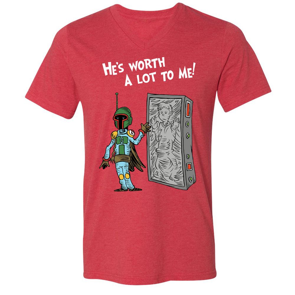 Unisex V-Neck T-Shirt - CXGAYZ3W - Heather Red - 16