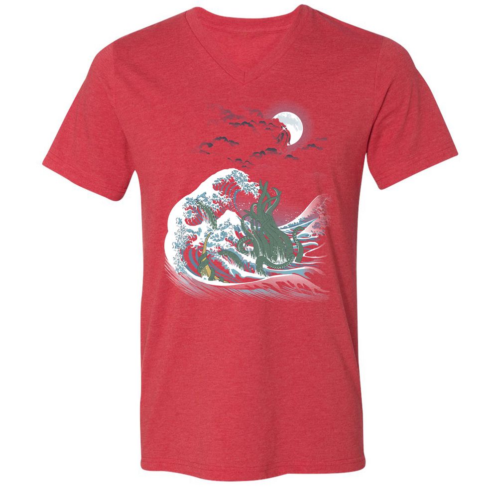 Unisex V-Neck T-Shirt - WS61455L - Heather Red - 16