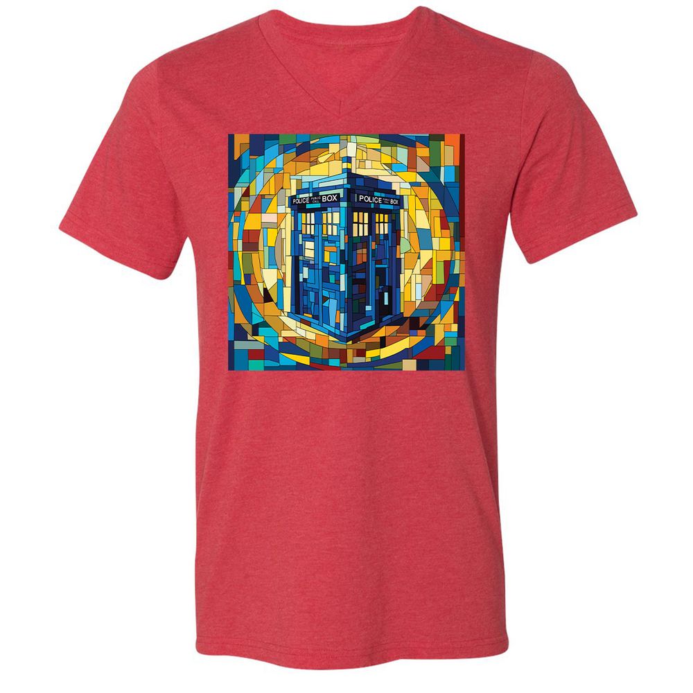 Unisex V-Neck T-Shirt - QHLQKJXY - Heather Red - 16
