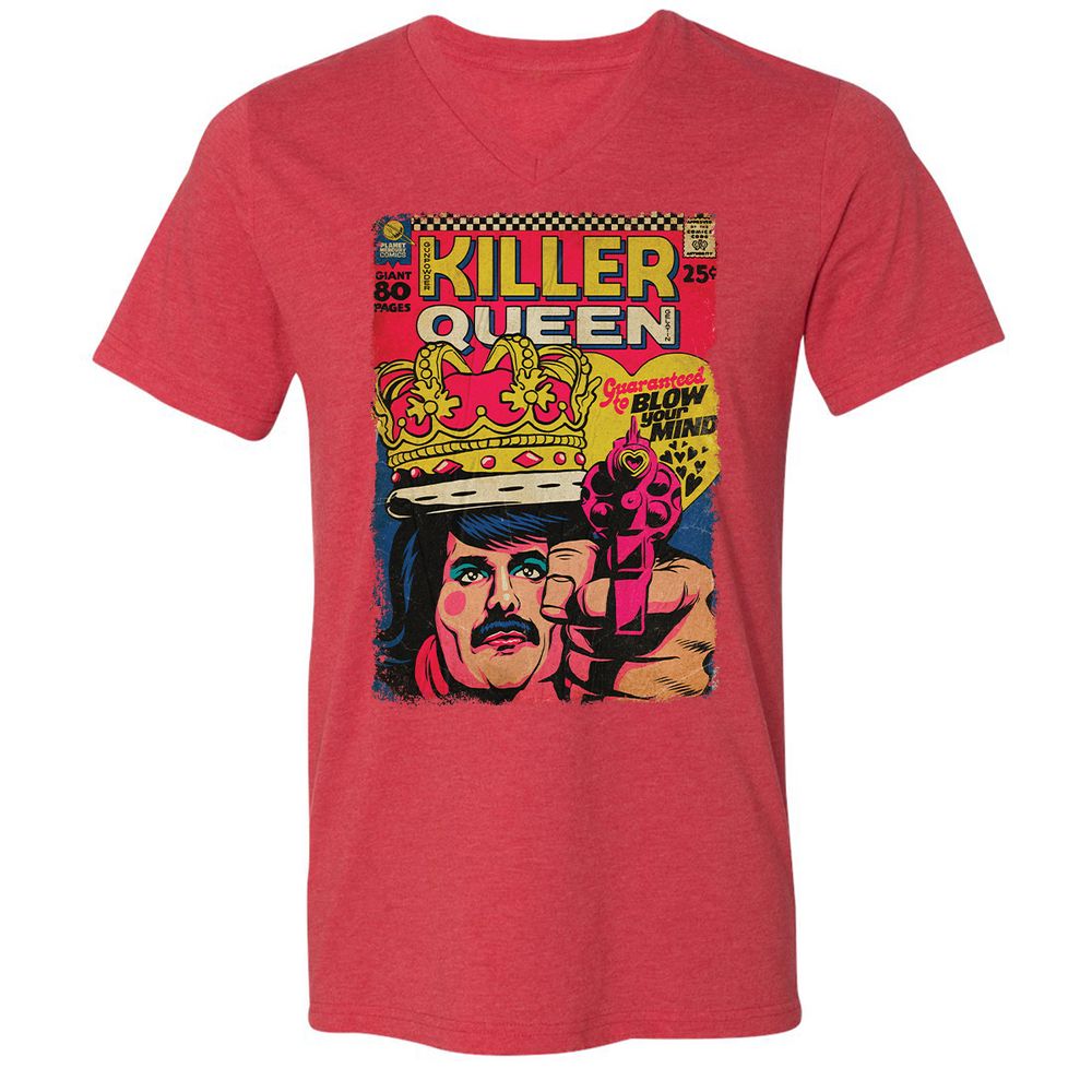 Unisex V-Neck T-Shirt - 919DA3VK - Heather Red - 16