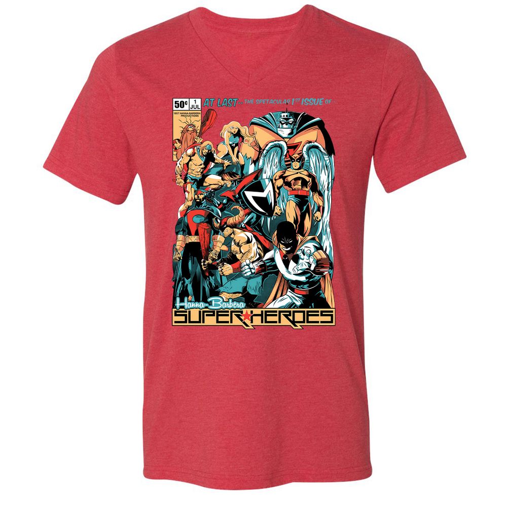 Unisex V-Neck T-Shirt - C4RNGJXQ - Heather Red - 16