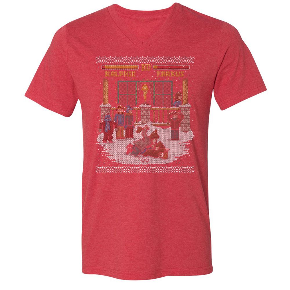 Unisex V-Neck T-Shirt - F73Y6UVA - Heather Red - 16
